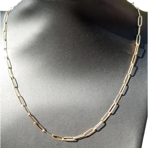 18k Gold paperclip style gold chain Plated can bundle with other chains last pic - Picture 2 of 5